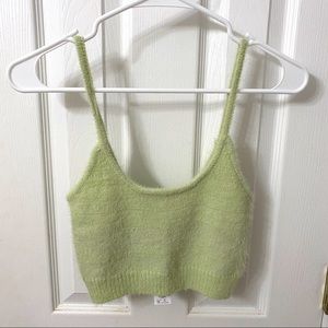 Fuzzy spaghetti strap crop top